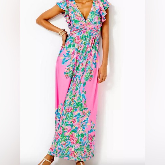 NWT Lilly Pulitzer® Verona Flutter Sleeve Maxi Dress - Picture 2 of 11